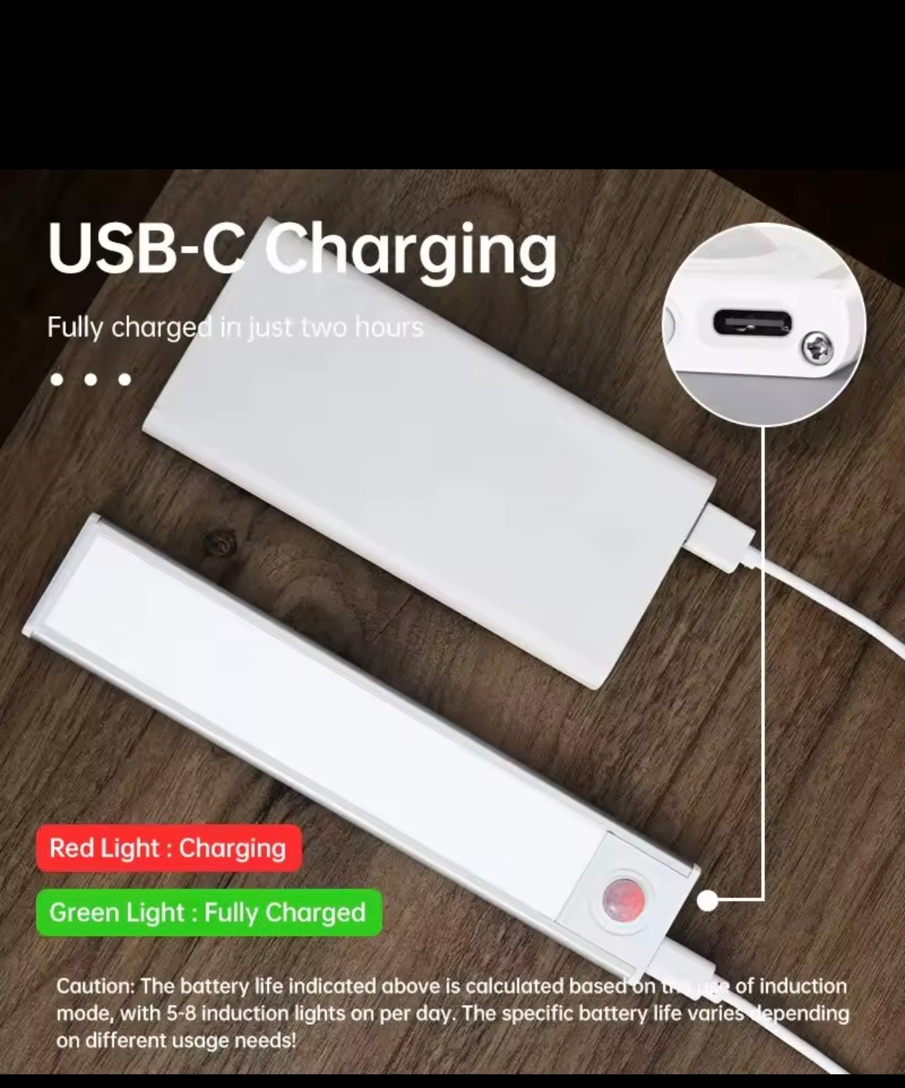 Rechargeable Motion Sensor LED Light Bar – Magnetic Wireless Under Cabinet Light (3 Color Modes)