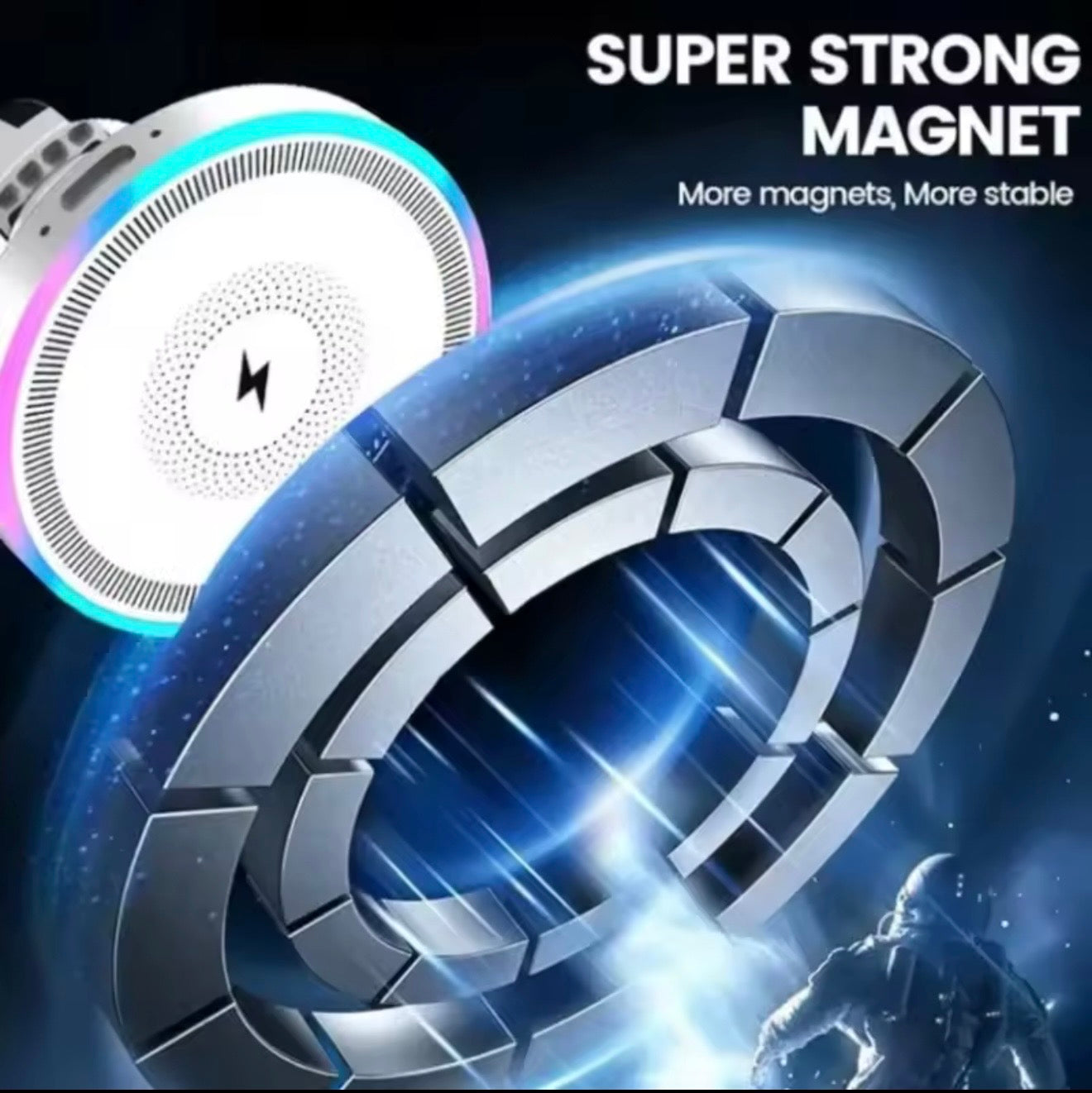 Magnetic Wireless Car Charger Mount – Fast Charging Phone Holder with RGB Light