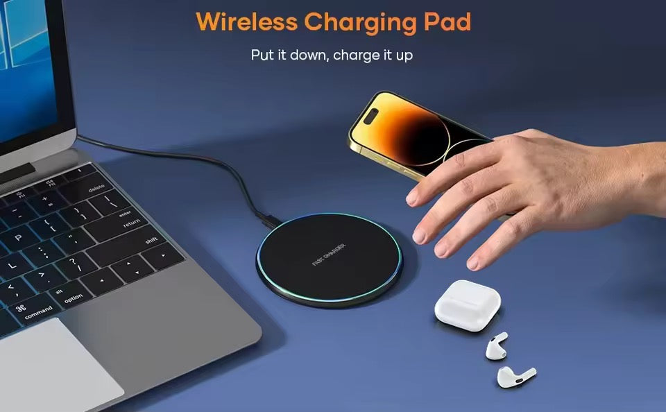 Fast LED Wireless Charger Pad – Qi Charging Station for iPhone & Samsung
