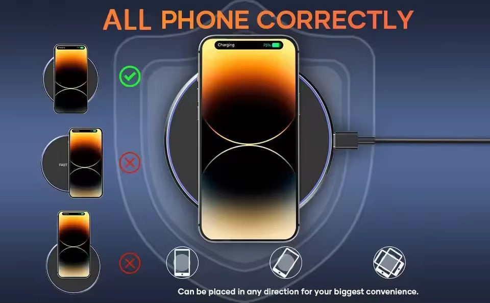 Fast LED Wireless Charger Pad – Qi Charging Station for iPhone & Samsung