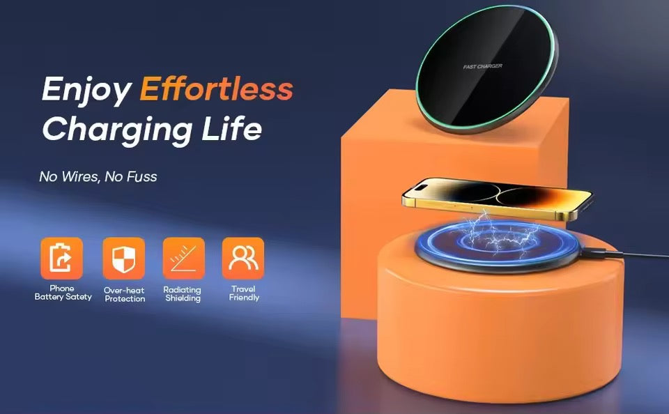 Fast LED Wireless Charger Pad – Qi Charging Station for iPhone & Samsung