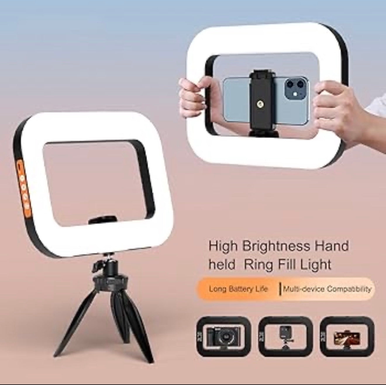 Highlight Handheld Ring Fill Light with Phone Holder