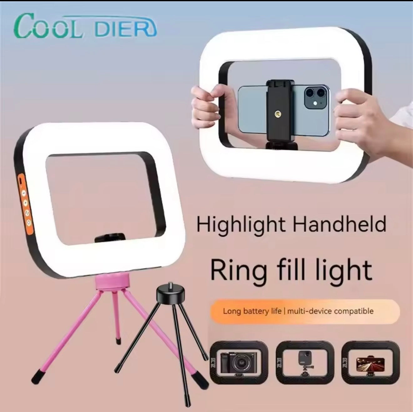 Highlight Handheld Ring Fill Light with Phone Holder