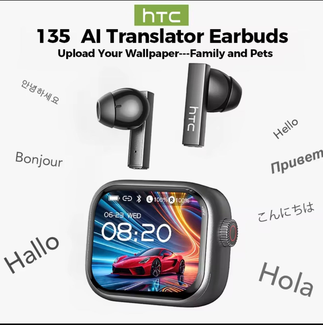 AI Smartwatch with Translator Earbuds – Bluetooth Call, Fitness Tracker & Real-Time Language Translation