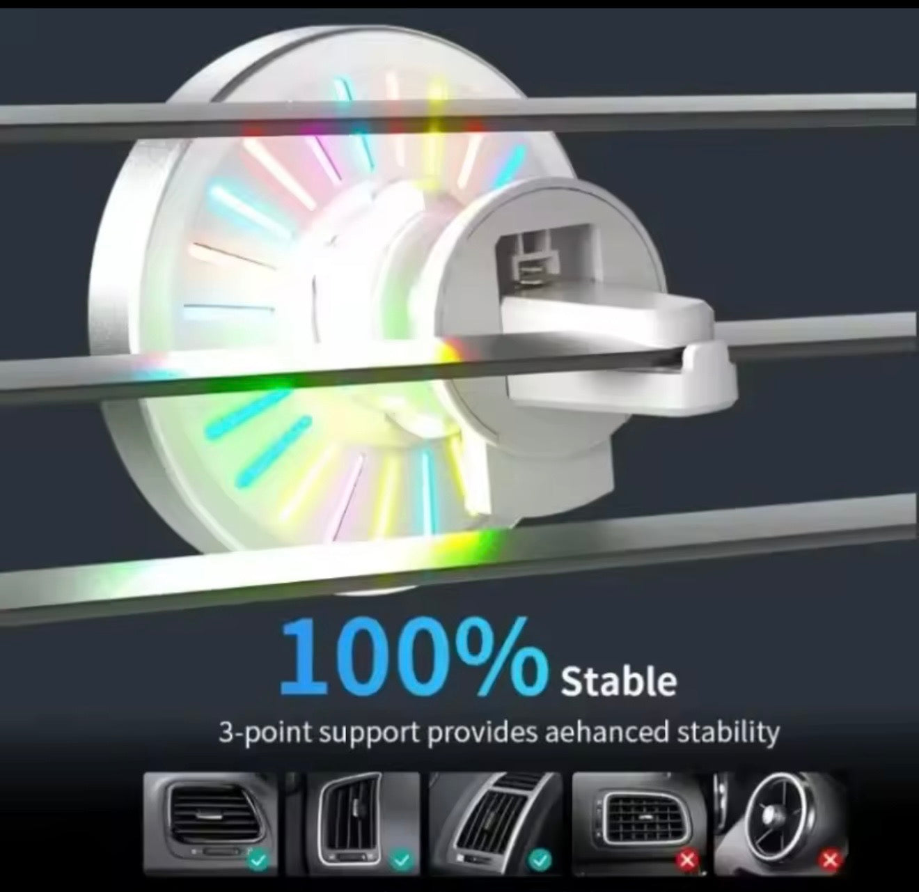 Magnetic Wireless Car Charger Mount – Fast Charging Phone Holder with RGB Light