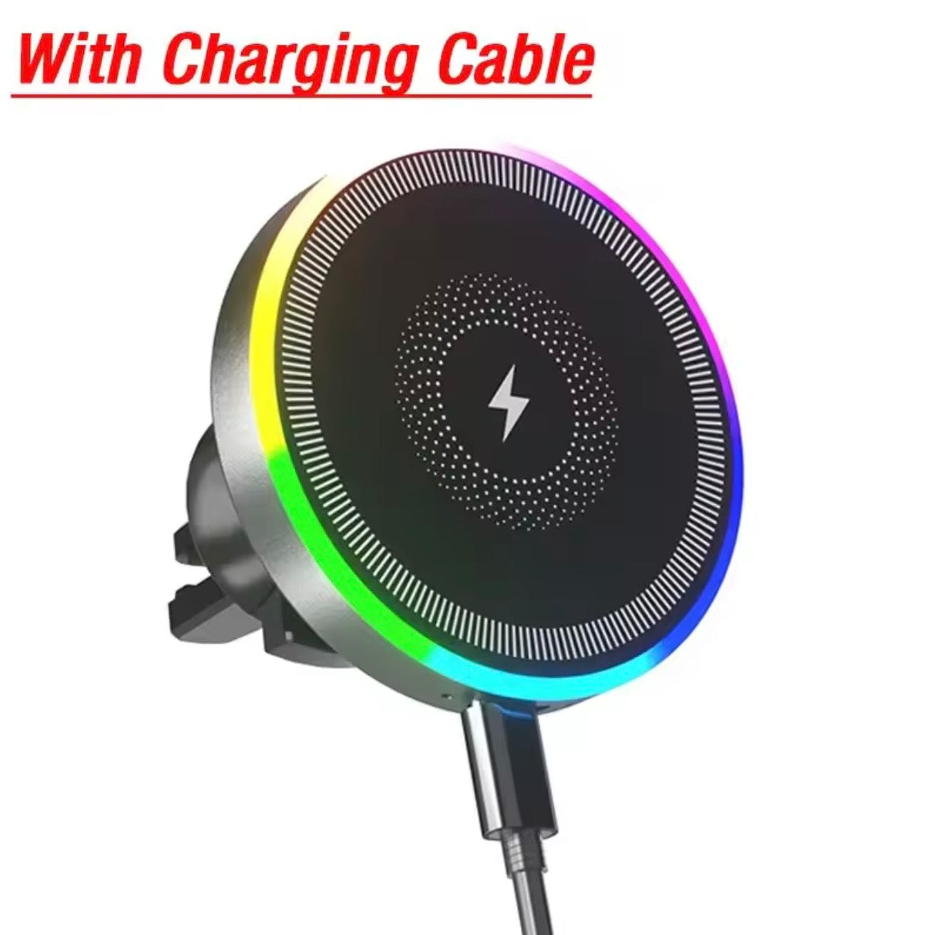 Magnetic Wireless Car Charger Mount – Fast Charging Phone Holder with RGB Light