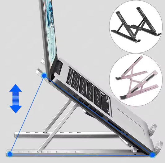 Portable Adjustable Aluminum Laptop Stand – Foldable Ergonomic Cooling Laptop Holder for Desk & Travel