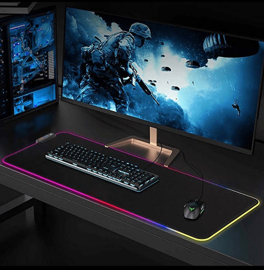 RGB LED Gaming Mouse Pad – Large Extended Mouse Pad with Non-Slip Base & USB Power (90×40 cm)