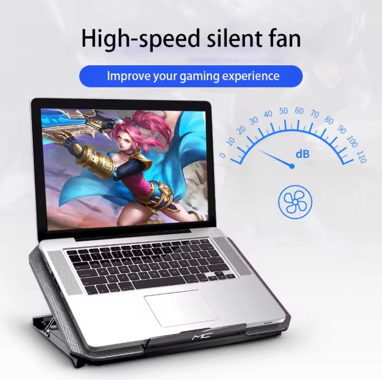 Adjustable Laptop Cooling Pad with Dual Fans – Foldable Laptop Stand Cooler with USB Ports for 12–17 Inch Laptops