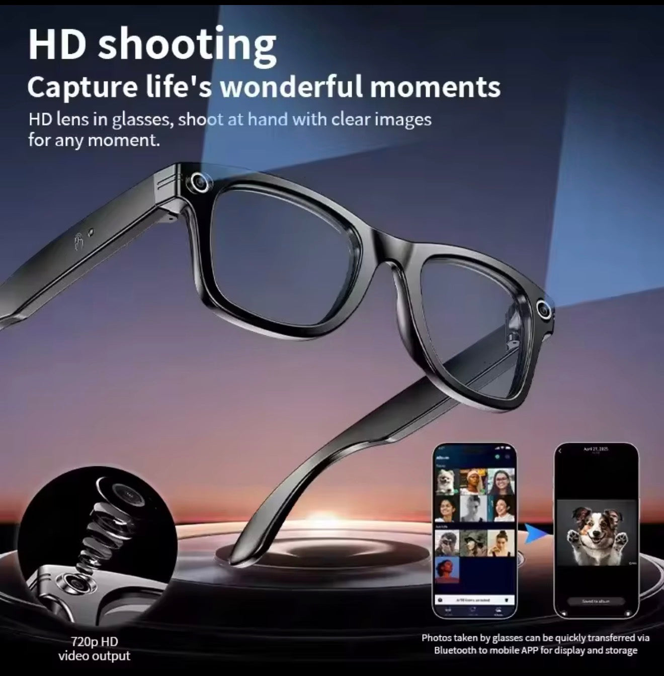 AI Smart Camera Glasses – HD Video Recording, Voice Control, WiFi & Translation Smart Glasses