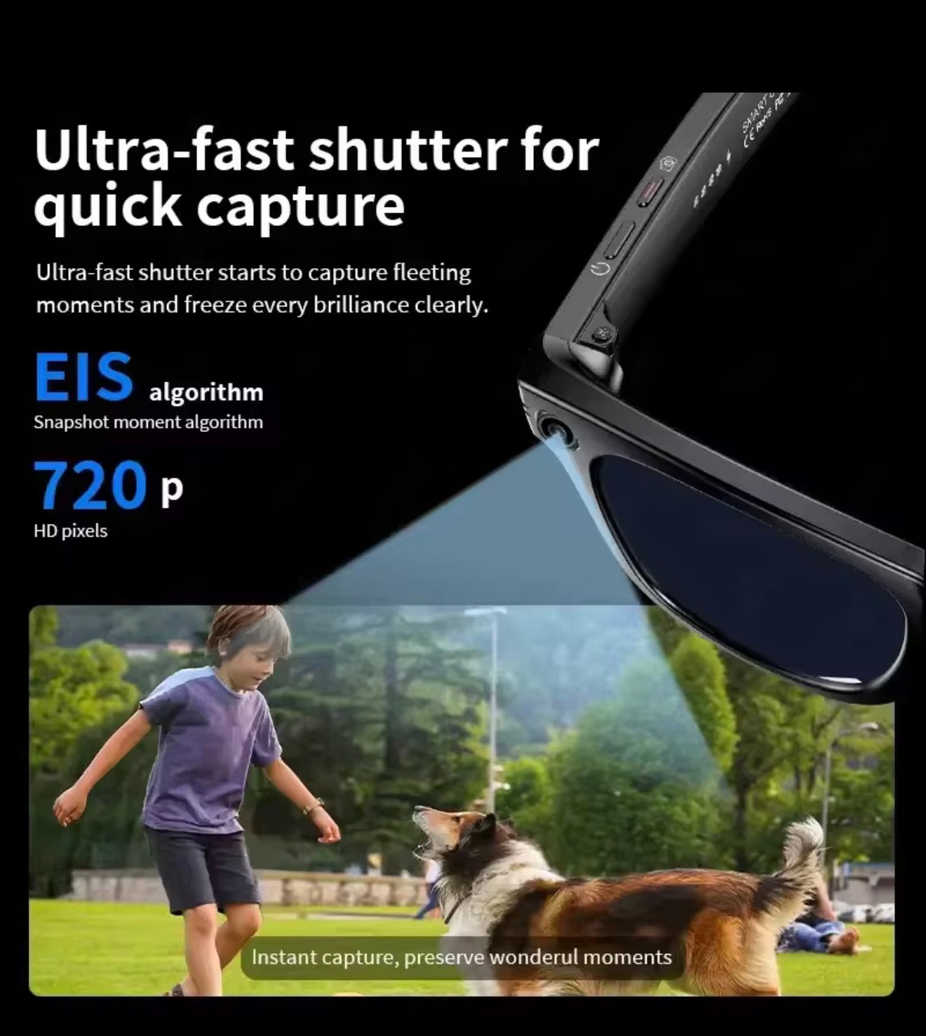 AI Smart Camera Glasses – HD Video Recording, Voice Control, WiFi & Translation Smart Glasses